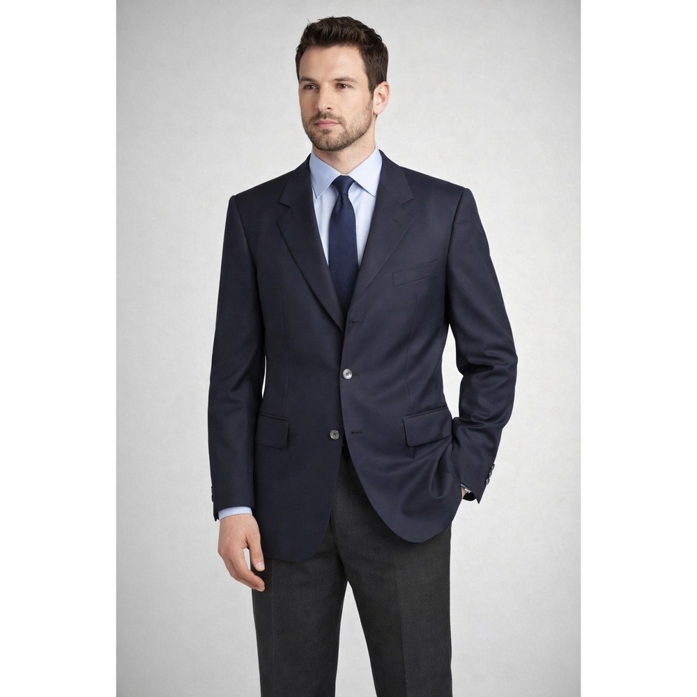 Corneliani Extra Fine Wool Suit Blazer 42R 3 Button Coat Navy Blue Italy